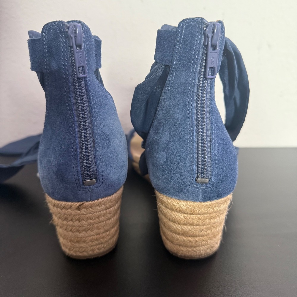 UGG Trina Wedge Espadrille Ankle Wrap Tie Up Sandals Size 10 Blue Suede BOHO - Picture 10 of 12
